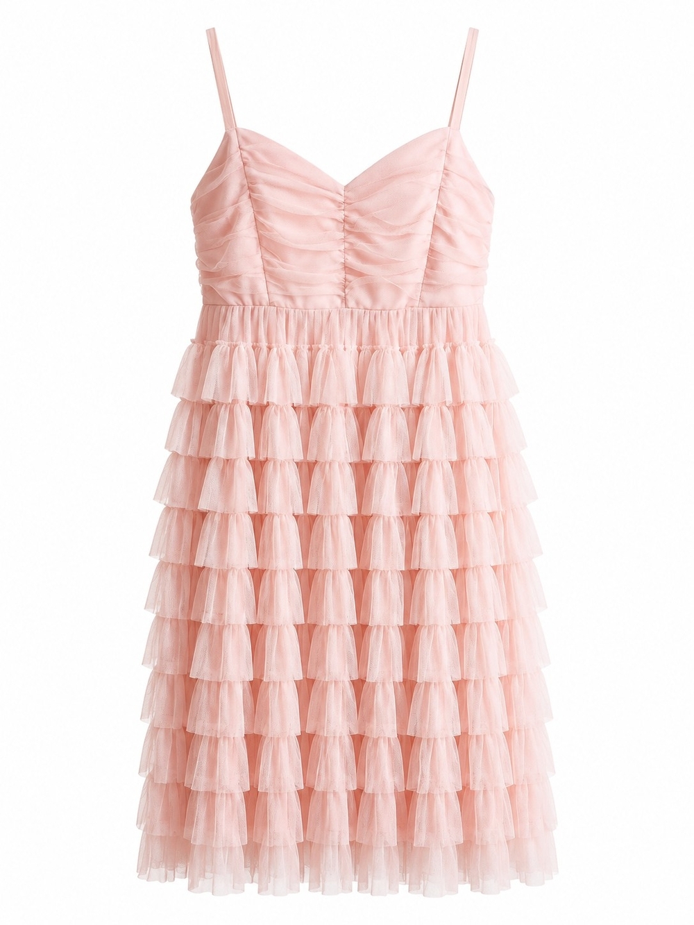torrid Blush Pink Tiered Tulle Spaghetti-Strap Dress Sz 18